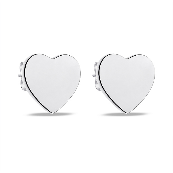 Серебряные серьги-пусеты Сердце (арт. 7518/6376) – изображение 1