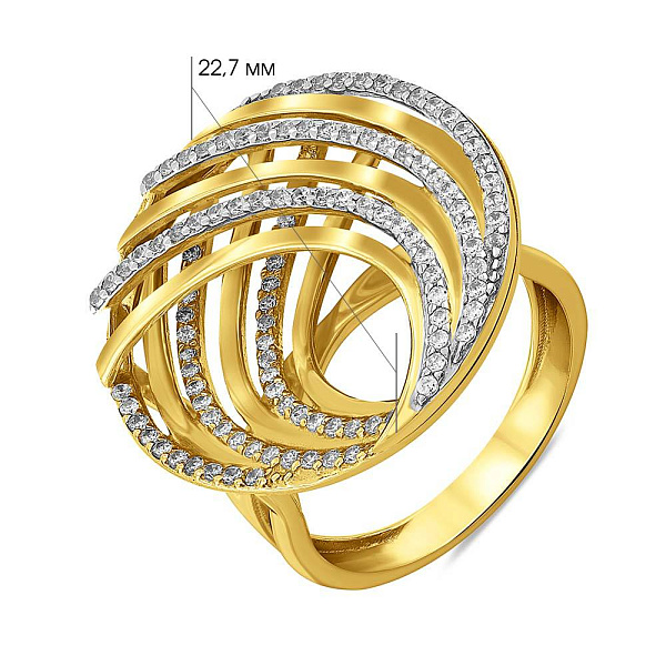 Золотое кольцо с россыпью из фианитов (арт. 152097ж) – изображение 2