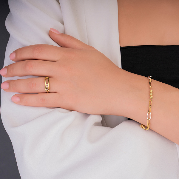 Золота каблучка з фіанітами (арт. 155327ж) – зображення 3