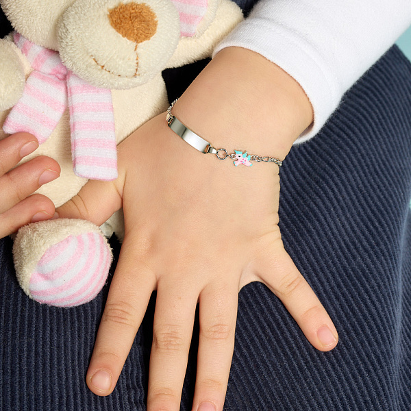 Браслет серебряный "Единорог" с эмалью для детей (арт. 7509/3609ер) – изображение 2