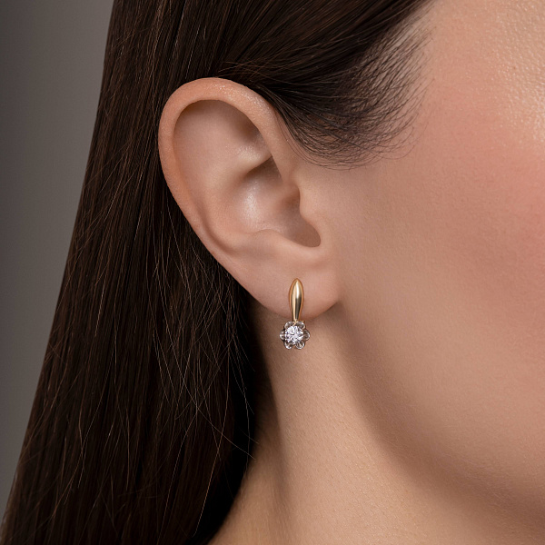 Серьги из желтого золота с фианитами (арт. 115600ж) – изображение 2