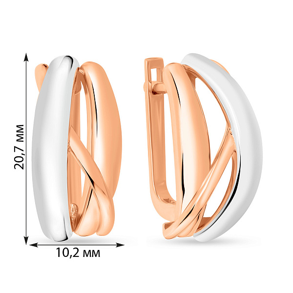 Серьги из красного и белого золота без камней (арт. 109265кб) – изображение 2