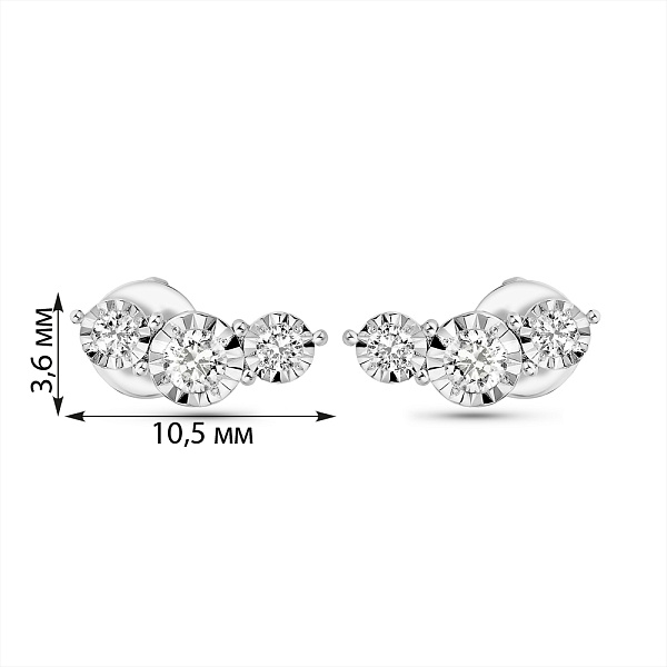 Сережки з білого золота з діамантам (арт. Т011674020б) – зображення 5