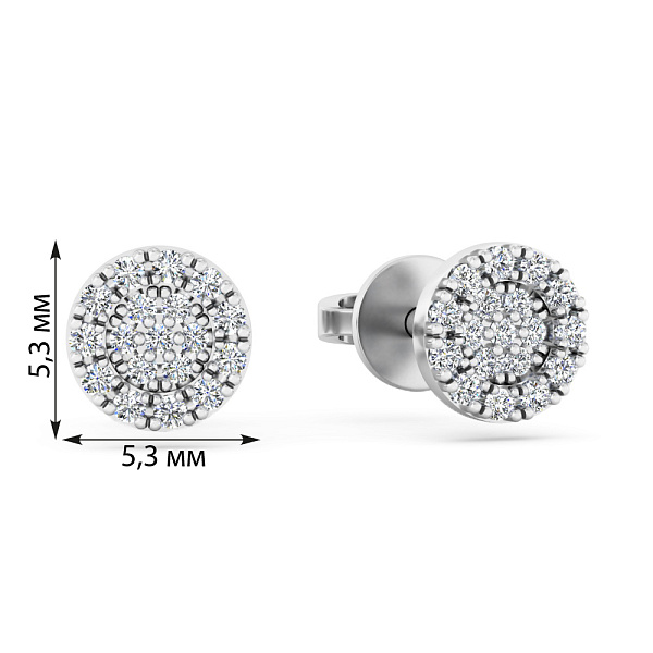 Пусеты из белого золота с бриллиантами  (арт. Т011658015б) – изображение 2