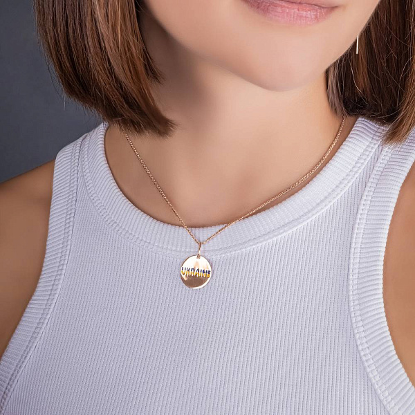 Золотий підвіс "Ukraine" з блакитною і жовтою емаллю (арт. 440736есж) – зображення 2