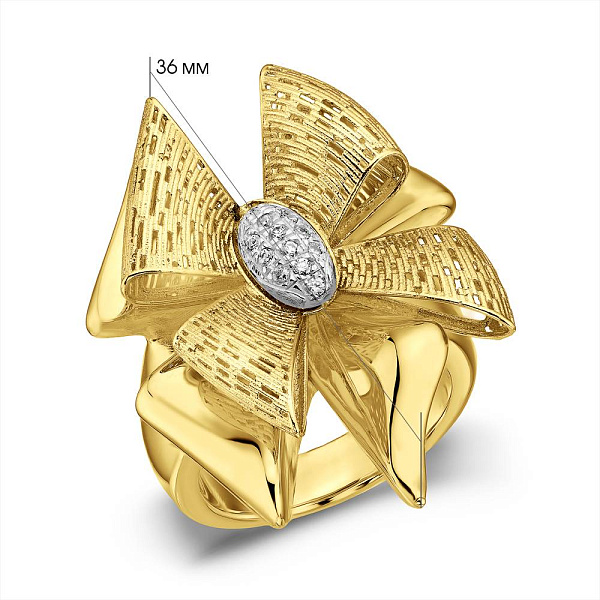 Золотое кольцо Бантик Francelli с фианитами (арт. е156708жб) – изображение 2