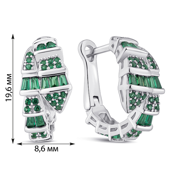 Серебряные серьги с зелеными альпинитами (арт. 7502/10092аз) – изображение 2