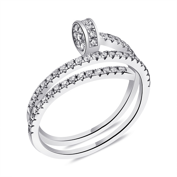 Серебряное кольцо Гвоздь с фианитами (арт. 7501/6528) – изображение 1