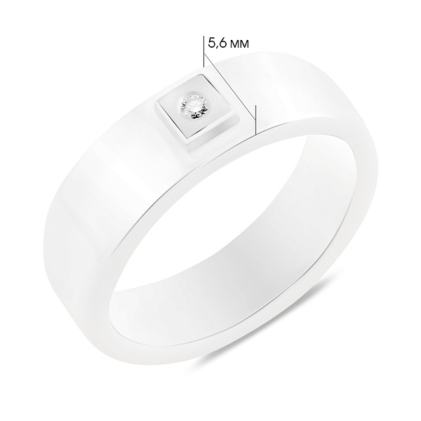 Кольцо из керамики и золота с бриллиантом (арт. К011767бб) – изображение 5