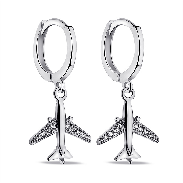 Серебряные сережки Самолет с фианитами (арт. 7502/9566/10) – изображение 1
