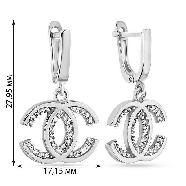 Сережки-підвіски золоті з фіанітами (арт. 107534б) – зображення 2