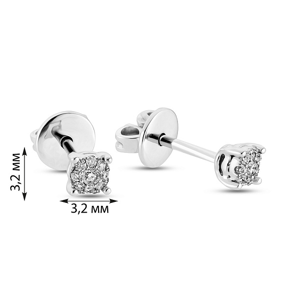 Золотые пусеты в белом цвете металла с бриллиантами (арт. С341103010б) – изображение 3