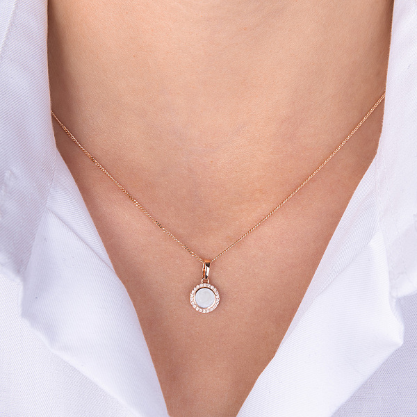 Золотий кулон Лýна з емаллю і фіанітами (арт. 441219еп) – зображення 3