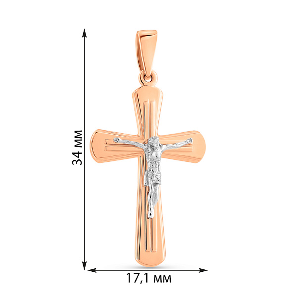 Крестик с распятием из комбинированного золота (арт. 501655) – изображение 3