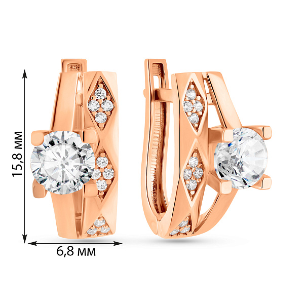 Золотые серьги с фианитами (арт. 109998) – изображение 5