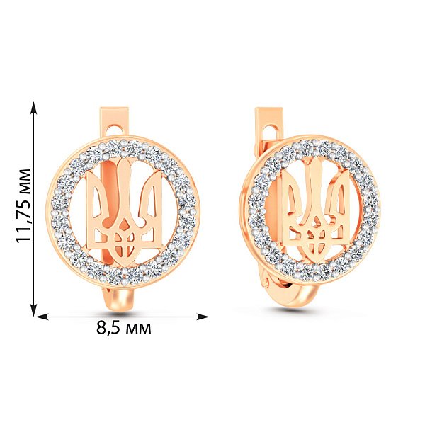 Золотые серьги Герб Украины-Трезубец с фианитами (арт. 111272) – изображение 3