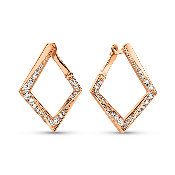Серьги из красного золота с фианитами (арт. 2109363101) – изображение 1