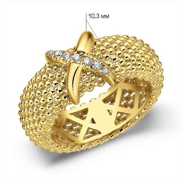 Каблучка з жовтого золота з фіанітами (арт. 156683ж) – зображення 4