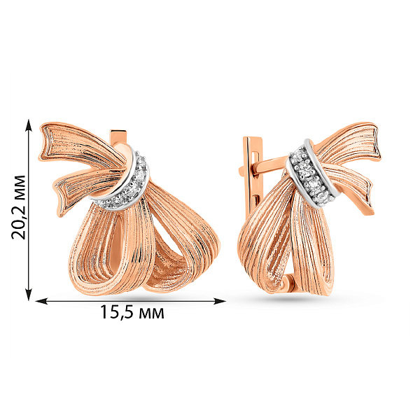 Золоті сережки Бантики з фіанітами (арт. 111303) – зображення 2