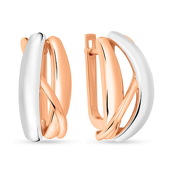 Серьги из красного и белого золота без камней (арт. 109265кб)