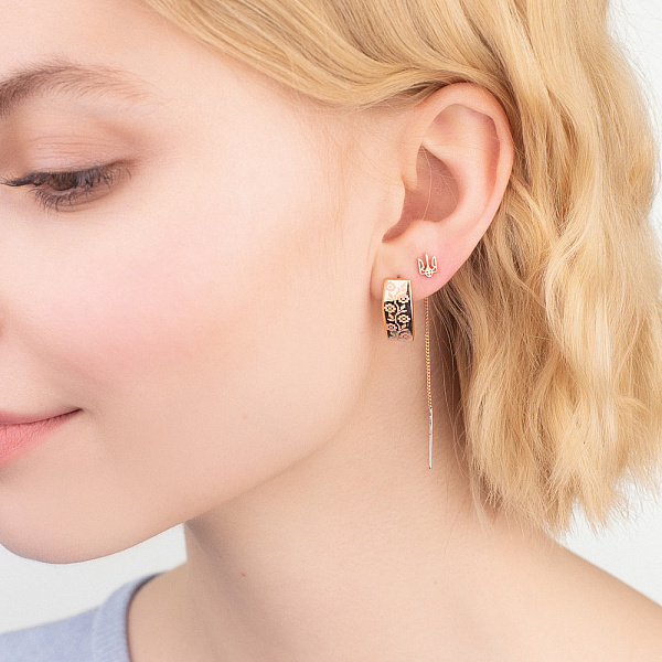 Золотые серьги с орнаментом (арт. 121624) – изображение 2