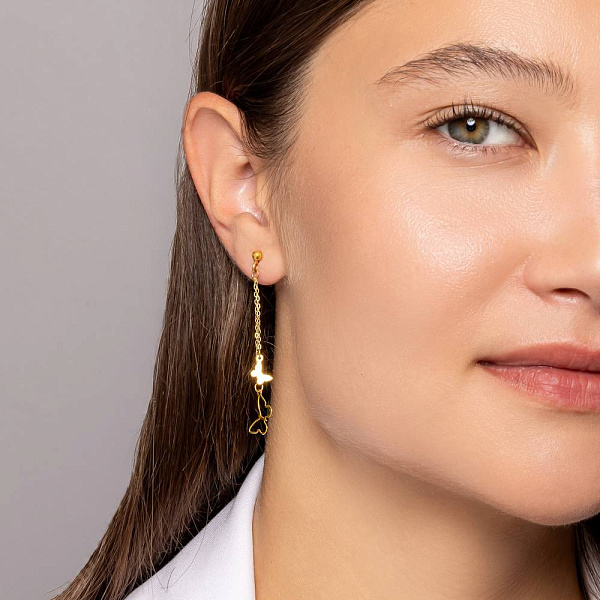 Золотые серьги Бабочки (арт. 1091554ж) – изображение 3