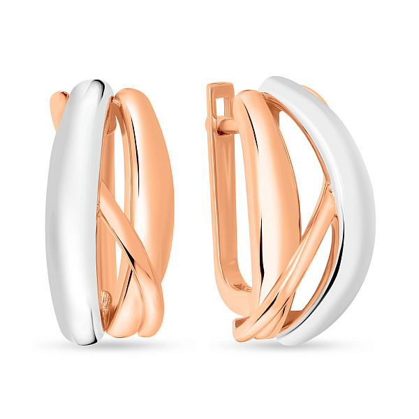 Серьги из красного и белого золота без камней (арт. 109265кб) – изображение 1