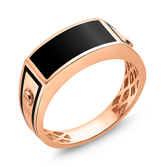 Фото Золотая печатка с эмалью (арт. 180487еч)