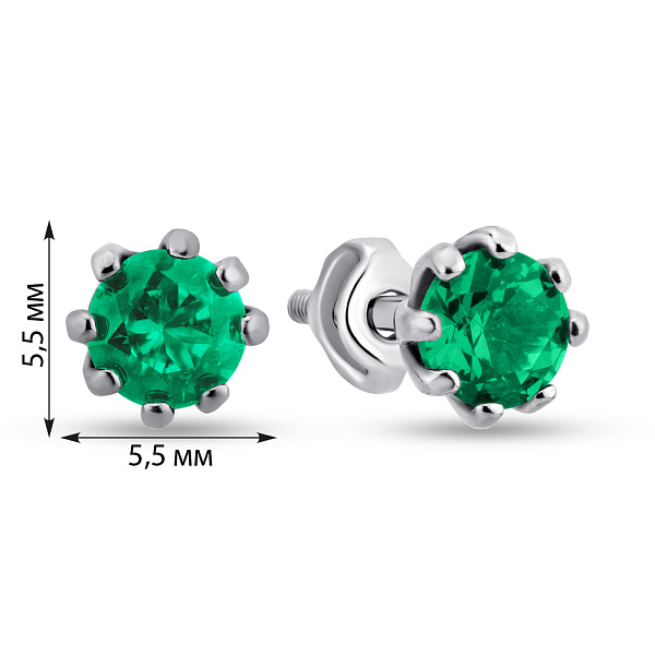Серьги-пусеты из серебра с изумрудом (арт. 7518/531Измсп) – изображение 2