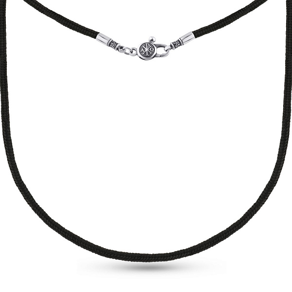 Шелковый ювелирный шнурок с серебряным замком (арт. 7307/1451-ч) – изображение 2