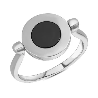 Кольцо из белого золота с ониксом (арт. 153352бо)