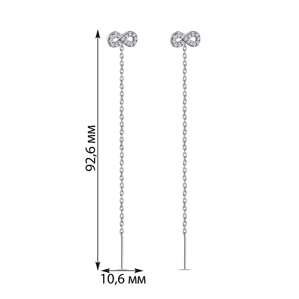 Серебряные серьги-протяжки "Бесконечность" с фианитами (арт. 7502/4713) – изображение 2