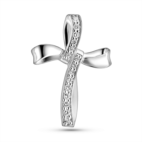 Крестик из белого золота с бриллиантами (арт. П011468б) – изображение 1