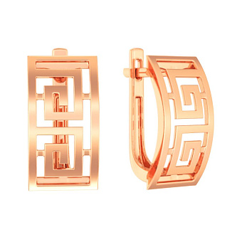 Фото Серьги Олимпия из красного золота с греческим орнаментом (арт. 111184)