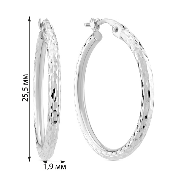 Серьги-кольца из белого золота (арт. 1091727/25б) – изображение 2
