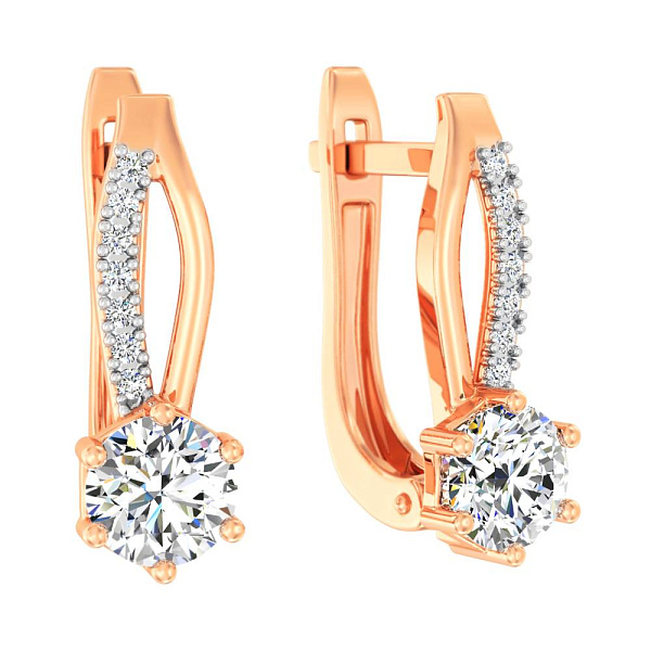 Сережки из красного золота с фианитами (арт. 110879) – изображение 1