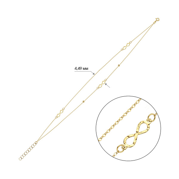 Золотий браслет на ногу Нескінченність (арт. 326932жн) – зображення 2