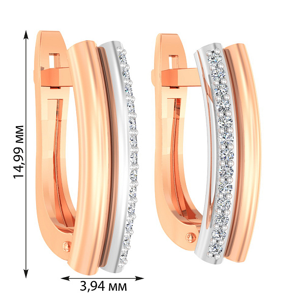 Золоті сережки з доріжкою з фіанітів (арт. 111017) – зображення 3