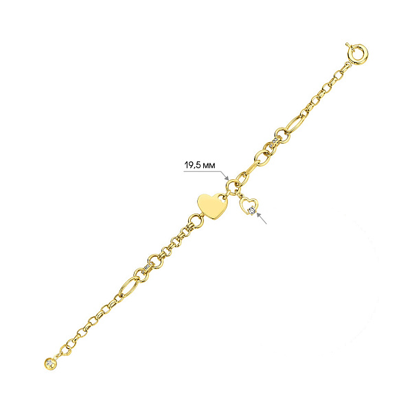 Браслет з жовтого золота Серце (арт. 326765жП1) – зображення 2