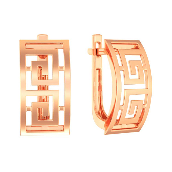 Серьги Олимпия из красного золота с греческим орнаментом (арт. 111184) – изображение 1