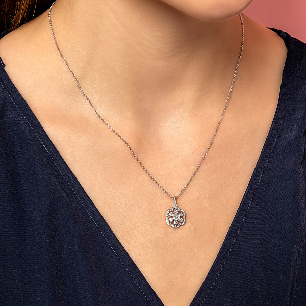 Кулон из белого золота с бриллиантами (арт. 3190407202) – изображение 2