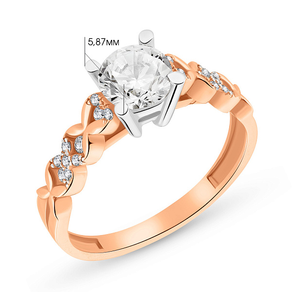 Каблучка з червоного золота з фіанітами (арт. 152803) – зображення 2