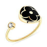 Фото Каблучка з жовтого золота з фіанітом і емаллю (арт. 1542119жеч)