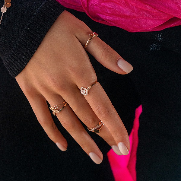 Каблучка з червоного золота з діамантами (арт. К011496020) – зображення 4