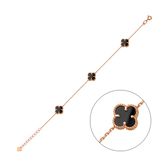 Золотий браслет Конюшина з оніксом (арт. 341494/8о)