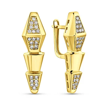 Сережки з жовтого золота з фіанітами (арт. 1091460ж)