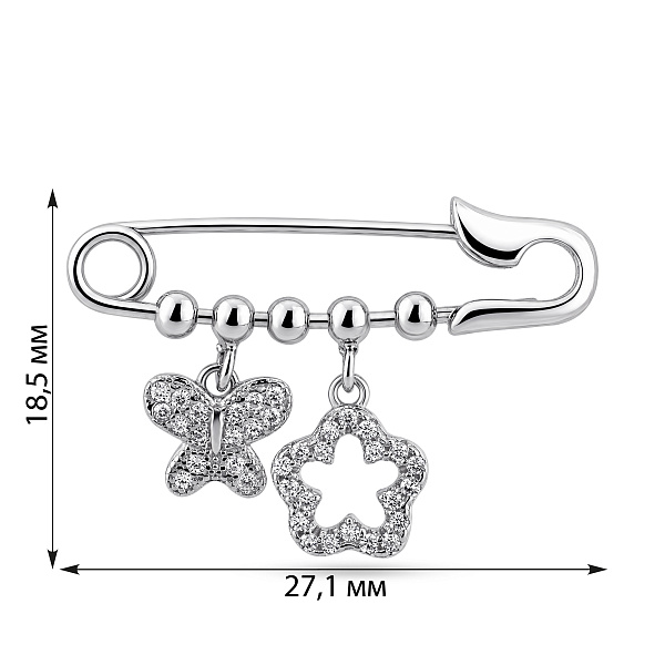 Серебряная булавка с подвесками и фианитами (арт. 7511/167) – изображение 2