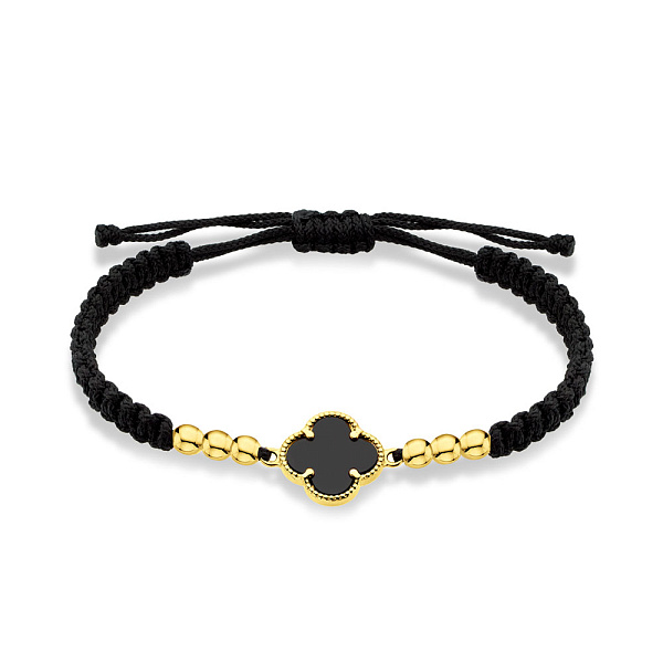 Браслет на нити с ониксом и золотыми вставками (арт. 340102жчо) – изображение 1