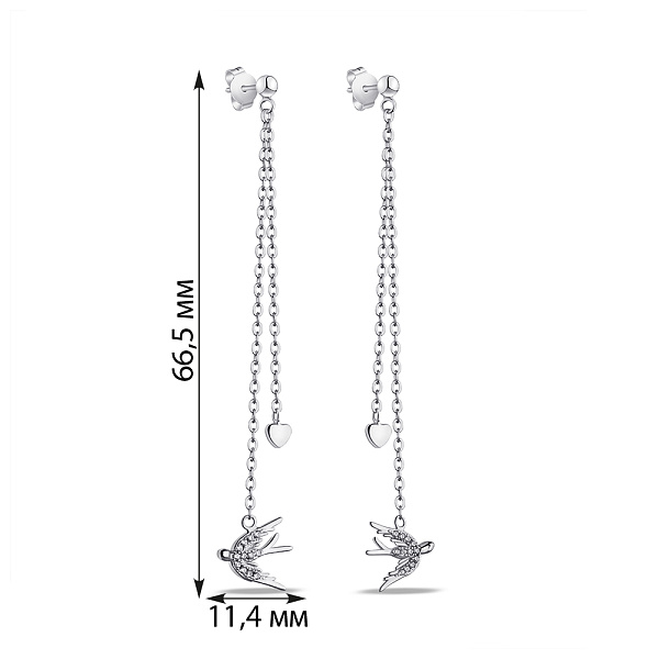 Длинные серебряные серьги с фианитами (арт. 7518/С2Ф/2030) – изображение 2