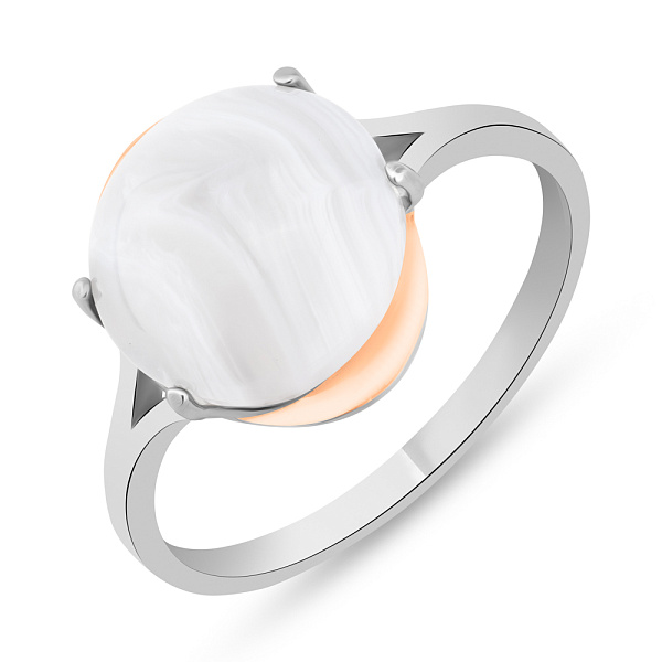 Срібна каблучка з агатом і золотою накладкою (арт. 7201/242Асркп) – зображення 1